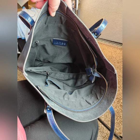 Kattee Womens Beautiful Blue Leather Large Shoulder Bag 14x15.5x5 Classic - Picture 12 of 14